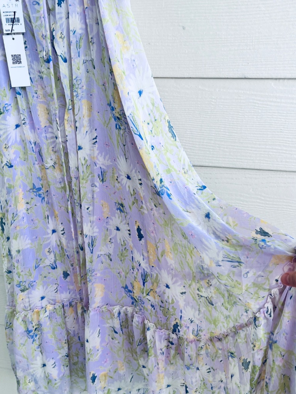 Astr The Label Primrose Maxi Dress - Lavender Aqua Floral Lace-Up-Back Size XS - Picture 12 of 15
